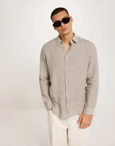 Selected Men Slhregkylian Linen Shirt Ls Classic Linskjorter Beige