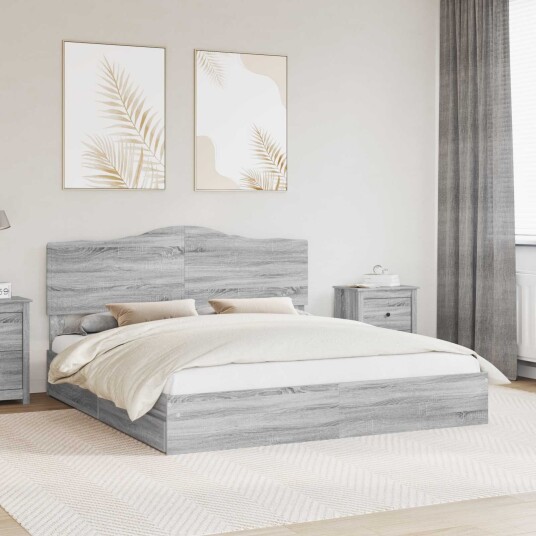  Seng med Oppbevaring Grå Sonoma 180 x 200 cm Konstruert tre