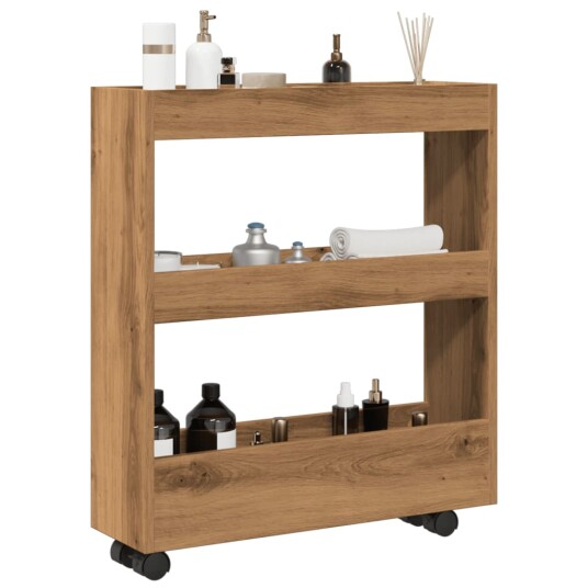 Smal oppbevaringsvogn 3 lag artisan eik konstruert tre Smal oppbevaringsvogn 3 lag artisan eik konstruert tre