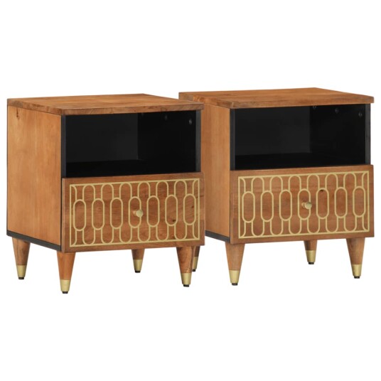Nattbord 2 stk 40x33x46 cm heltre mango 358291