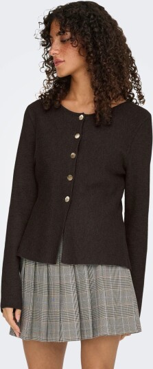 ONLY Onlmelli Ls Oneck Button Cardi Knt Noos Brown L