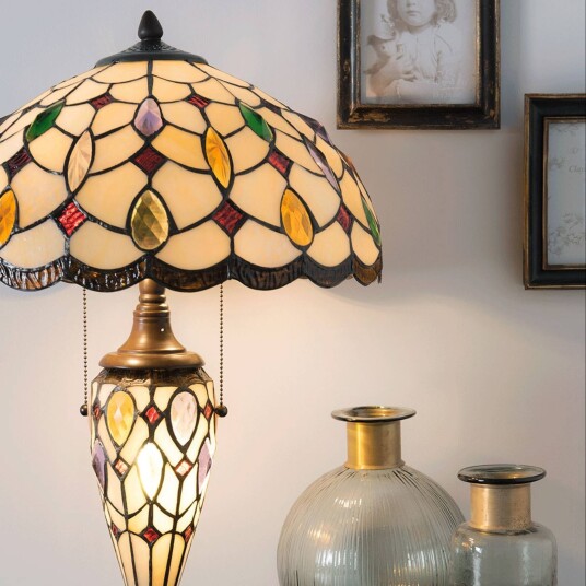 Clayre&Eef Tiffany bordlampe 5182 Flerfarget Stue / spisestue Glass Tiffany Clayre&Eef Tiffany bordlampe 5182 Flerfarget Stue / spisestue Glass Tiffany