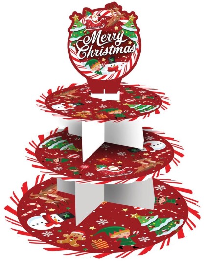 3 Etasjer Merry Christmas Cupcake/Kakestativ 3 Etasjer Merry Christmas Cupcake/Kakestativ