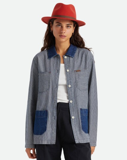 Brixton Survey Chore Coat Women Blå Hvit