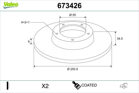 VALEO 673426 Bremseskive
