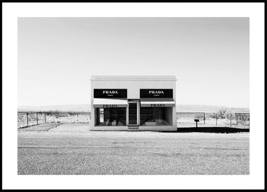 Prada Marfa Texas B&W Plakat Plakat / 40x50cm