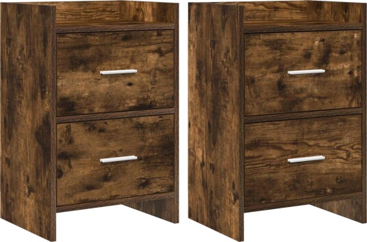  Nattbord 2 pcs Røkt Eik 40 x 30 x 60 cm Konstruert tre