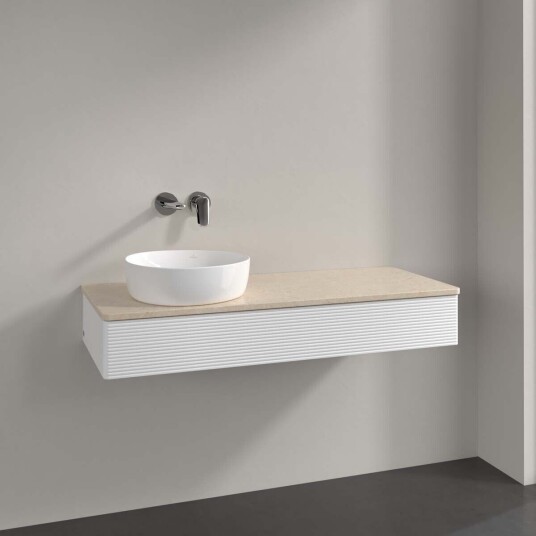 Villeroy & Boch Antao Servantskap med 1 skuff 120x50x19 cm u/lys Hvit Matt/Crème Villeroy & Boch Antao Servantskap med 1 skuff 120x50x19 cm u/lys Hvit Matt/Crème