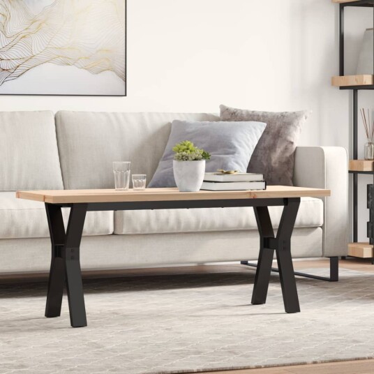  Salongbord Y-ramme 110x40x45,5 cm heltre furu og støpejern 3282777