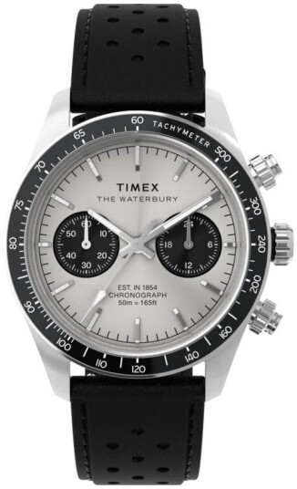 Timex Herreklokke TW2Y19300 The Waterbury Sølvfarget/Lær Ø39 mm