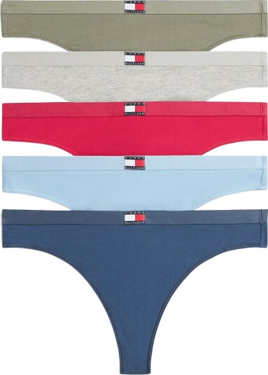 Tommy Hilfiger 5 Pack Thong - V PINK L BLUE A SEA G HTR U SAGE - XS