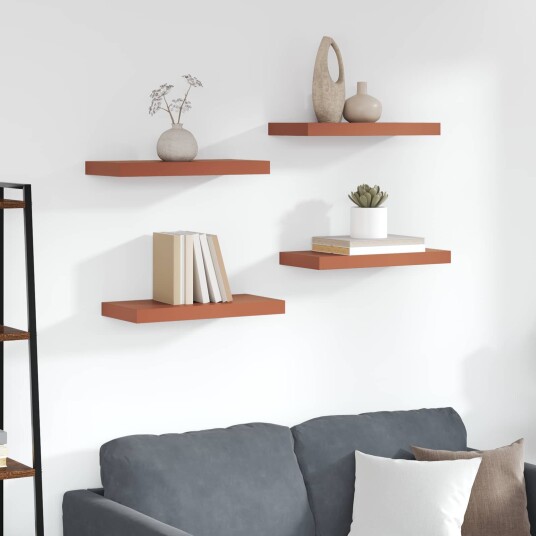 Vegghylle Veggmontert 4 pcs Rød 50 x 23 x 4 cm Konstruert tre Vegghylle Veggmontert 4 pcs Rød 50 x 23 x 4 cm Konstruert tre