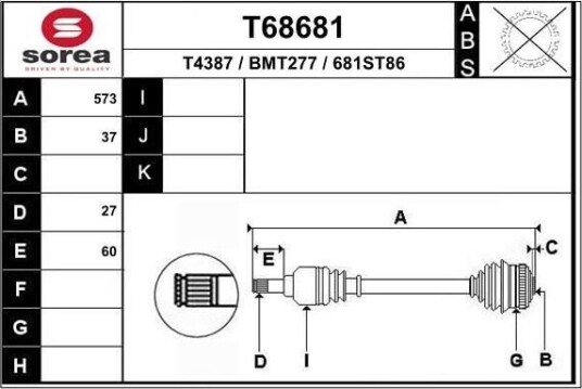 EAI T68681 Drivaksel