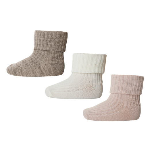Other Brand Mp Danmark Wool Ribbet Sokker 3 pakning Light Brown Melange 15 16