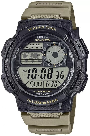 Casio Herreklokke AE 1000W 5AVEF Timeless Collection LCD/Gummi Ø43 mm