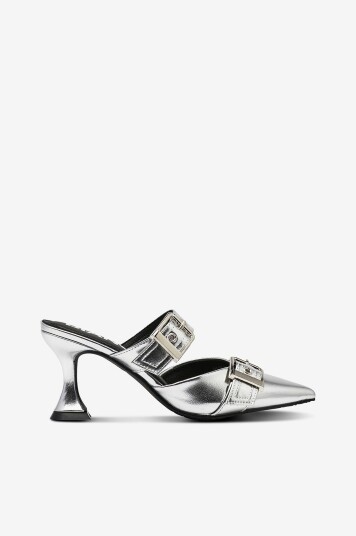Bianco Sandaletter biaGlam Mule Double Buckle Metallic PU Sølv