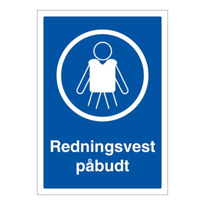 Jo Safety Redningsvest påbudt skilt Aluminium med refleks A5 6306009RAA5