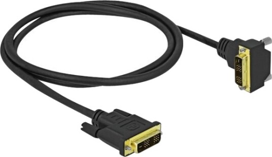 Delock Dvi Kabel Enkeltlenke Dvi D Hann Rett Til Dvi D Hann Vinklet 1 M Tommelskruer Gullglimtkontakter Svart