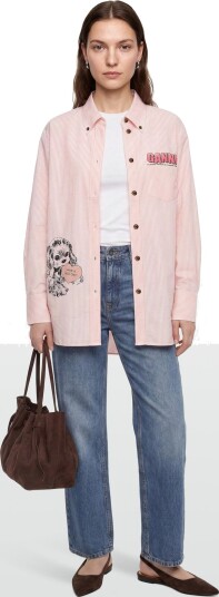 Ganni Stripe Graphic Shirt Pink 36