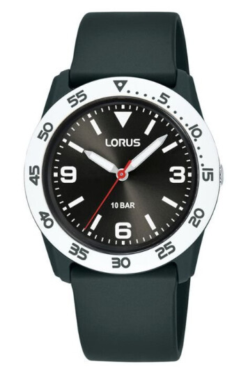 Lorus, Barneklokke med stålkasse og sort silikonrem Lorus, Barneklokke med stålkasse og sort silikonrem