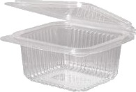 Plastbæger 500 Ml 135X125x56 Mm Firkantet Hængslet Låg Bionedbrydelig Pla Klar,12 Ps X 50 Stk/Krt