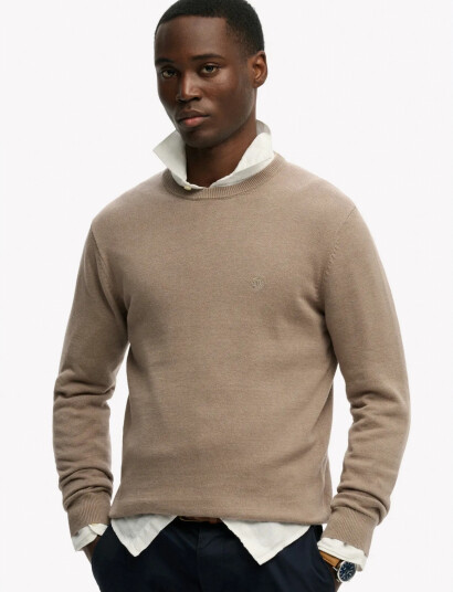 Superdry Essentials Cotton Jumper   Beige   XXL