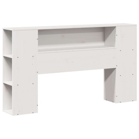 Seng med bokhylle uten madrass hvit 140x190 cm heltre furu 3321849