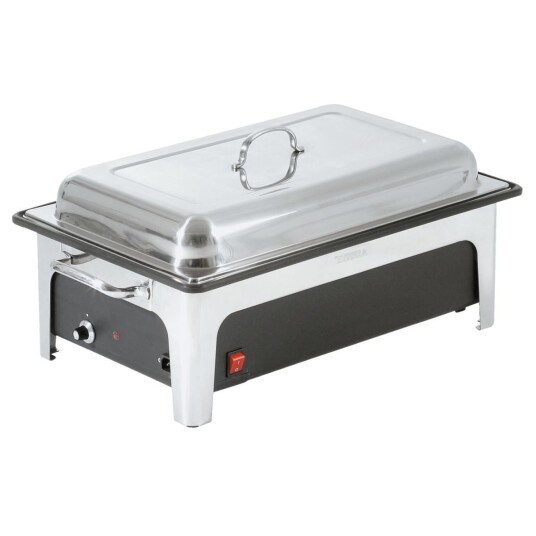 Bartscher Elektrisk Chafing Dish GN 1/1; Størrelse GN 1/1, 13.5l, 63.3x35.7x28.7 cm (BxDxH); Svart/Sølvfarge; Rektangulær