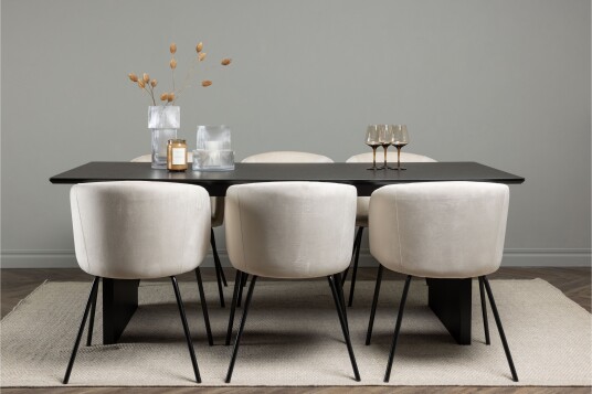 Venture Home Vail Matgruppe 200 cm Rektangulær med 6 Berit stoler Beige