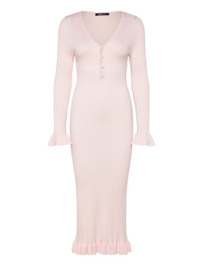Gina Tricot Babylock Knitted Dress Pink L Gina Tricot Babylock Knitted Dress Pink L