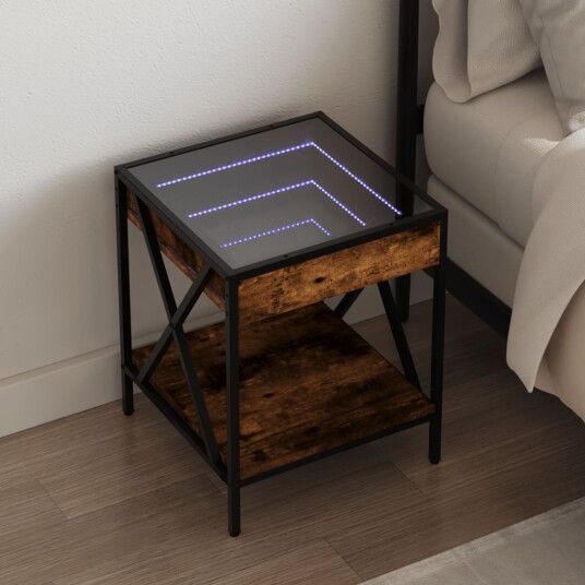  Salongbord med Infinity LED røkt eik 40x40x49 cm 3284098