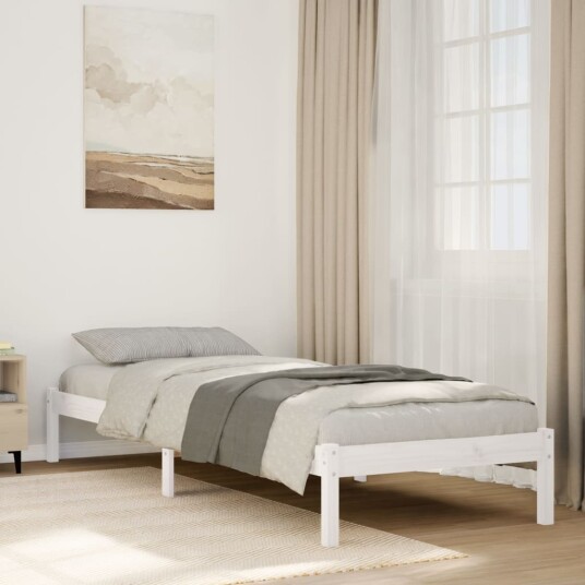  Ekstra lang sengeramme uten madrass hvit 90x220 cm heltre furu 8721158393432