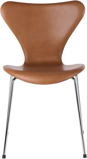 Fritz Hansen - 3107 Sjuan Helklädd Läder Wild Walnut Spisestoler Arne Jacobsen Brun Metall/tre