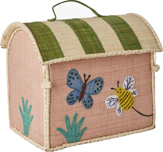 RICE Raffia-veske for barn med sommerfuglmotiv