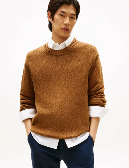 Tommy Hilfiger Soft Textured Crew Neck Brown XXL Tommy Hilfiger Soft Textured Crew Neck Brown XXL