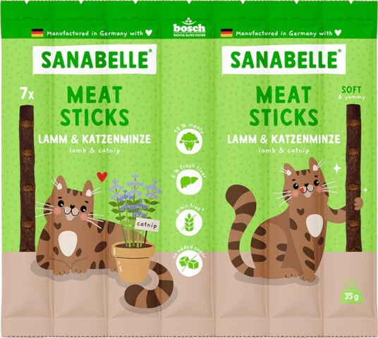 Sanabelle Meat Sticks Sparepakke & Kattemynte Lam 16 X 35 G