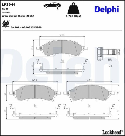Bremseklosser sett DELPHI LP3944