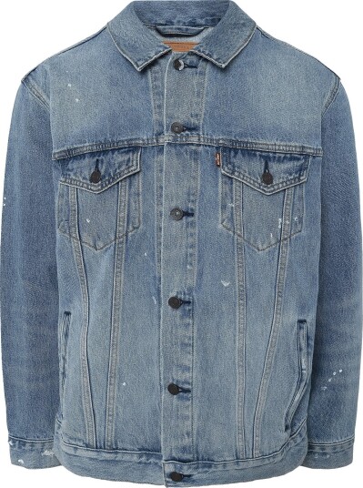 Levi"s® Relaxed Fit Trucker Paint Spla MED INDIGO WORN IN M Levi"s® Relaxed Fit Trucker Paint Spla MED INDIGO WORN IN M