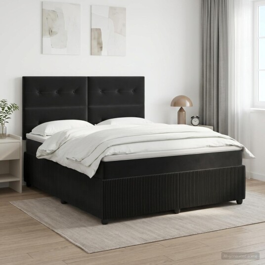 vidaXL Kontinentalseng med madrass Svart 140 x 190 cm Fløyel