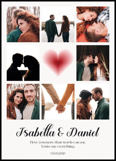 Personalized Couple Photo Collage Plakat Plakat / 40x50cm
