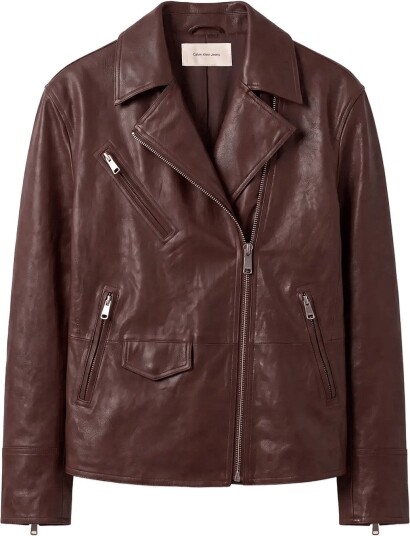 Calvin Klein Jeans Faux Leather Moto BROWN CORK S Calvin Klein Jeans Faux Leather Moto BROWN CORK S