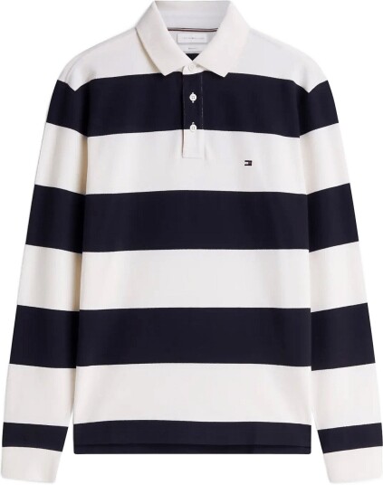Tommy Hilfiger Ls Rugby Stripe Classic Polo IVORY PETAL NAVY BLUE M