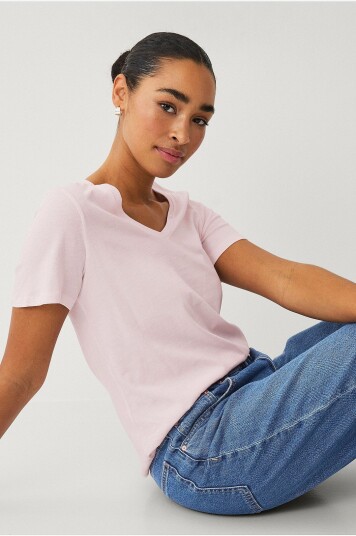Ellos Collection T skjorte med v hals Rosa