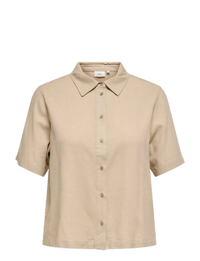 ONLY Carmakoma Cargoa S/S Linen Bl Shirt Cc Pnt   Beige   52