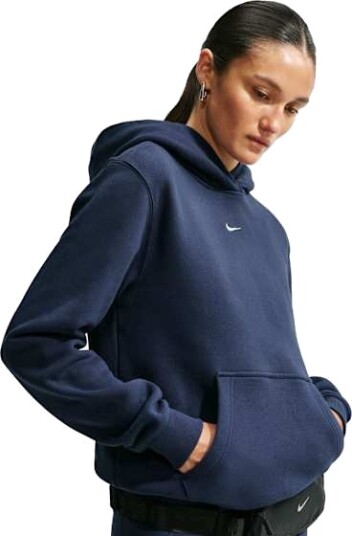Nike Studio Fleece Pullover Hoodie Dame Midnight Navy/Sail XS