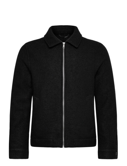 Lindbergh Wool Blend Zip Through Overshirt - Black - S Lindbergh Wool Blend Zip Through Overshirt - Black - S