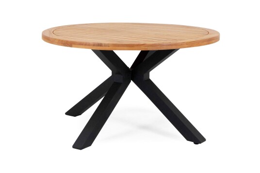 Sunzo Long Island matbord Svart/teak 130 cm Sunzo Long Island matbord Svart/teak 130 cm