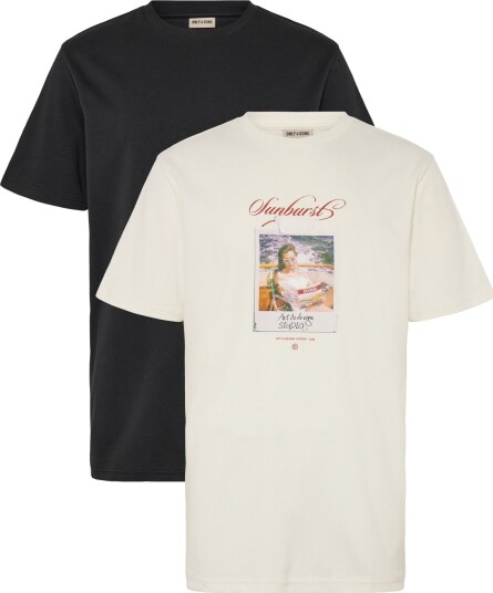 ONLY & SONS Onscaspian Airflex Ss Reg Mix Tee 2 Pack Cream XXL