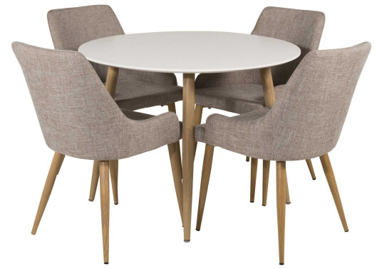 Venture Design Plaza & Plaza spisegruppe Hvit/grå 4 st stoler & bord 100 cm