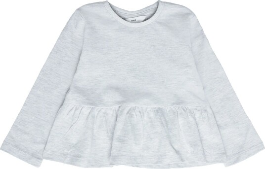 Mango Ruffle Cotton T Shirt LT PASTEL GREY 92